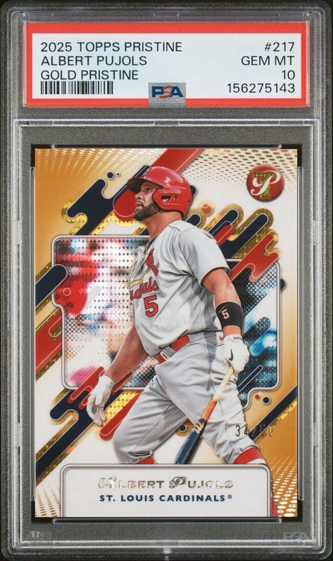 2025 TOPPS PRISTINE #217 ALBERT PUJOLS /50 GOLD PRISTINE LOW POP PSA 10