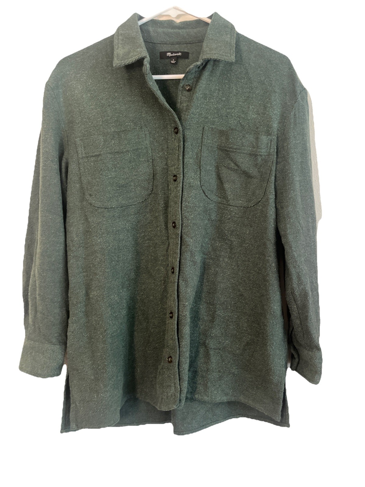 Madewell Solid Flannel Straight Hem Oversized Shirt Small  chest 40 in