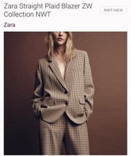 Zara Plaid Straight Jacket Blazer Size Medium New