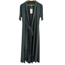 Quince Women Tencel Jersey Midi Wrap Dress Dark Olive Basic Sleeved L