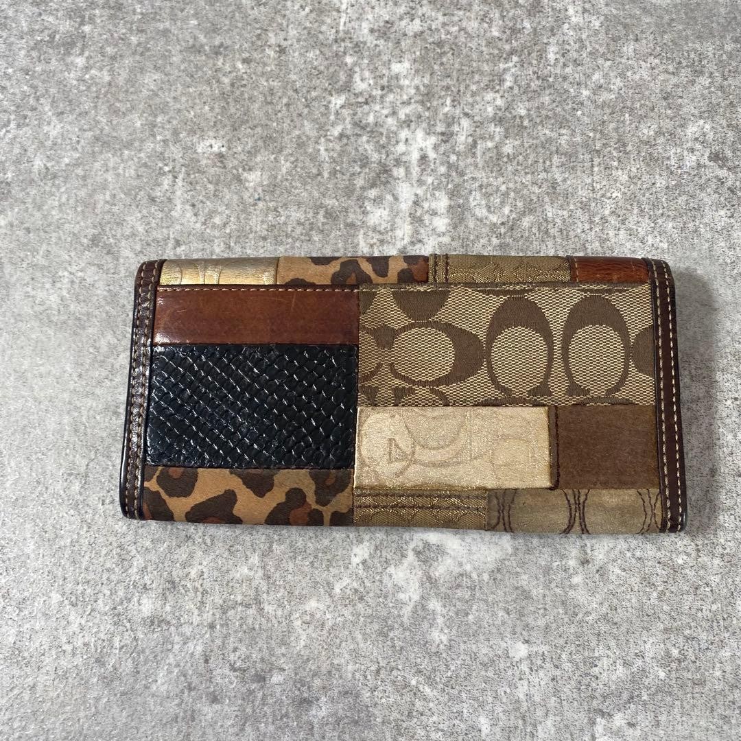 COACH Patchwork Crocodile Python Leather Long Wal… - image 11