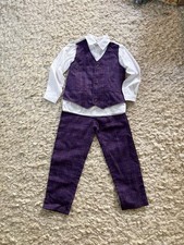 Boys Unbranded Matching Set Size 6 / 120 Purple Plaid Button Down Vest  Pants