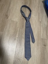Hugo Boss Water Repellent 100 Silk Blue Geometric Tie Made In Italy