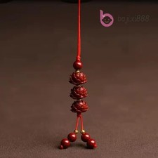 Cinnabar Lotus Flower Key Chain Jewellery Carved Fashion Chinese Charm Gifts Cinnabar Lotus Flower Key Chain Jewellery Carved Fashion Chinese Charm Gifts