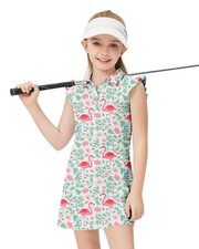 Girls Sleeveless Tennis Dress Kids Ruffle Golf Dress School Sports Athletic D...