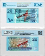 Fiji 20 Dollars, 2012 ND, P-117s, UNC, Specimen, Authenticated