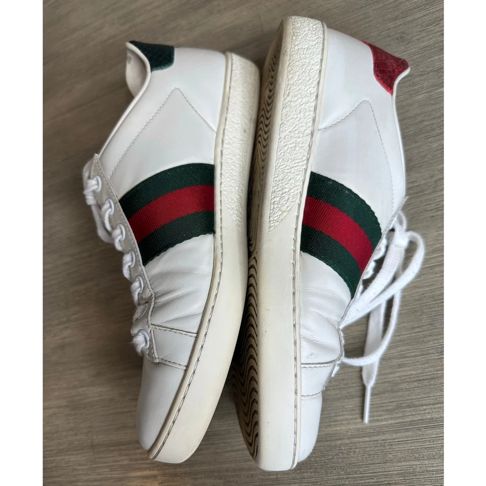 古驰 Ace Bee 刺绣皮革和 Python 女式运动鞋 36 码 MSRP $950 — 第 4/4 张图片