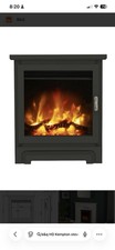 Be Modern Kempton Black Cast iron effect Electric Stove Timber Facia - 066656.