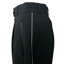 Escada Couture Black Wool Blend Trousers Side Stripe Pleated Size 42 W:15" US 10