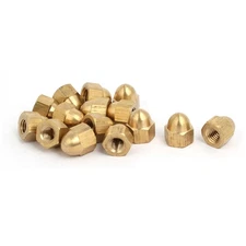 15pcs M6 Female Thread Nut DIN1587 Dome Cap Head Hex Brass Tone