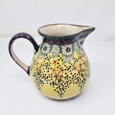 Polish Pottery Unikat Creamer Sunshine Grotto W. Kleszczyński Manufaktura Signed