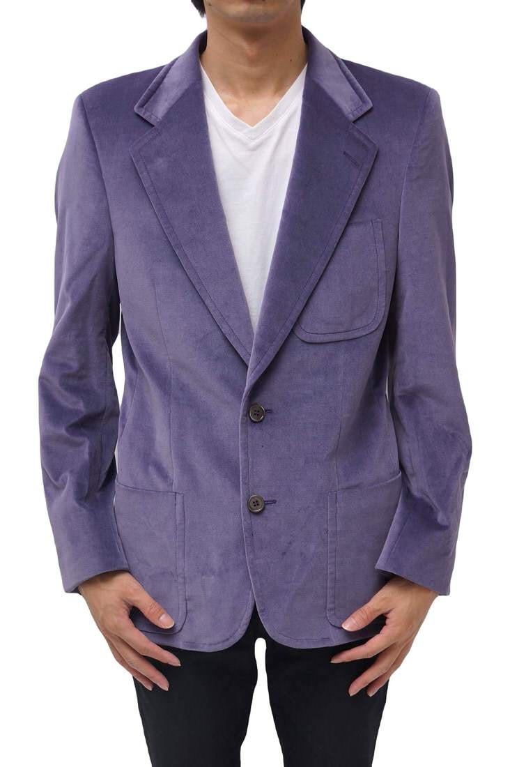 Giacca sartoriale Yves Saint Laurent Tom Ford cotone logo YSL velluto taglia 46 viola