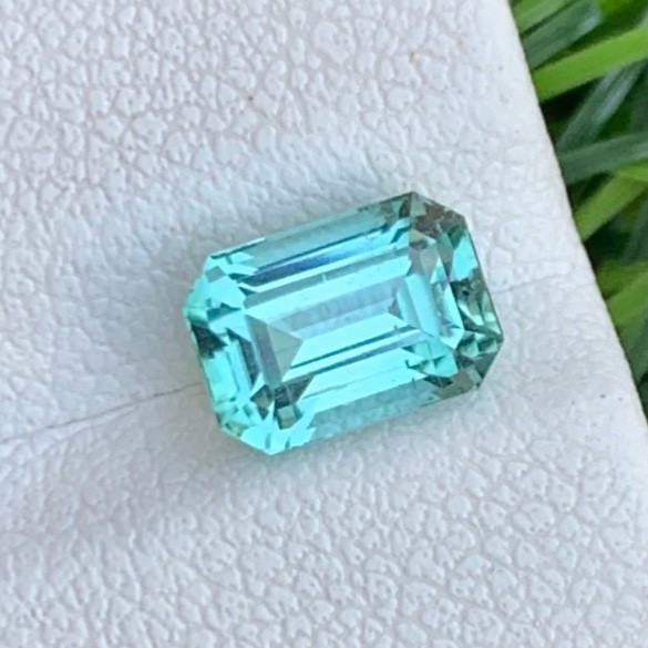 1.75 Carats Greenish Seafoam Tourmaline Emerald Cut Natural Afghani Loose Gems