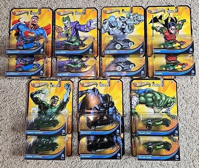 (14) Hot Wheels DC Character Cars. Joker, Killer Croc, Mr. Freeze, Batman, Robin