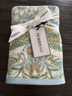 2 Morris & Co. William Morris Strawberry Thief Floral Velour HAND Towels NWT