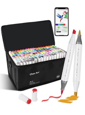 168 Colors Alcohol Markers Brush Tip with Free App, Chen Rui Dual Chisel & Br...