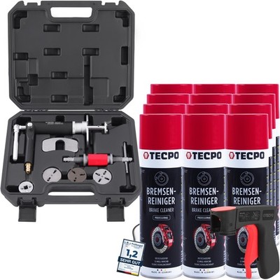 TECPO DRUCKLUFT-BREMSKOLBEN-RÜCKSTELLER SATZ 8-tlg. + 12x 500ml BREMSENREINIGER