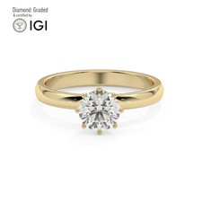 Round Diamond Engagement Ring 9k Yellow Gold Labgrown 1 Ct Solitaire