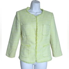 Banana Republic Blazer size 6 Women's Bright Yellow Tweed Jacket w/ pockets