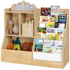 39.4" Kids Bookshelf and Toy Storage, 7 Layer Kids Book Sling Shelf, Toddler ...