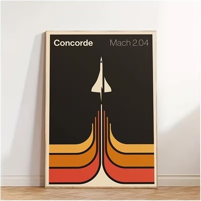 Leinwanddruck  Concorde Flugzeug Retro Style Wandkunst Wanddekoration Poster