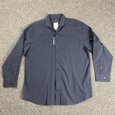 Kenneth Cole Reaction Shirt Mens 17/32-33 Striped Slim Fit Dry-Tek Long Sleeve