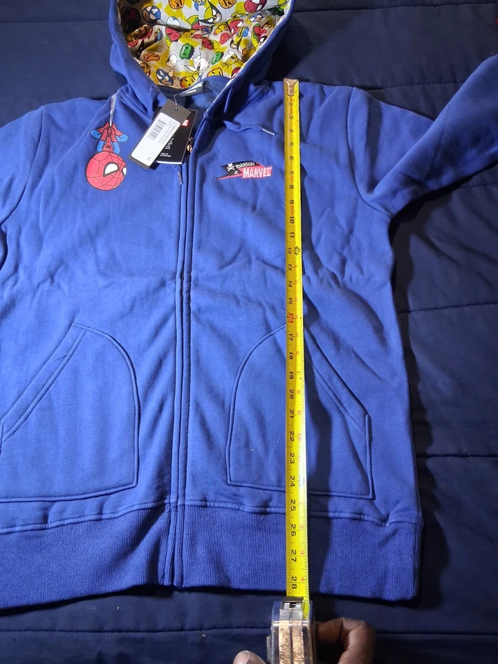 Sudadera con Capucha Tokidoki X Marvel Para Hombre Mediana Azul Marino Cabezas Flotantes Spider-Man Cremallera Completa Foto 4 de 4