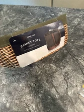 Picnic Time Coronado Canvas and Willow Basket Tote Beach Picnic Bag