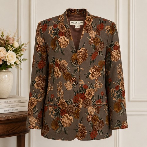 Mario Valentino Italy Vintage Floral Blazer Women's Jacket Romantic Cottagecore