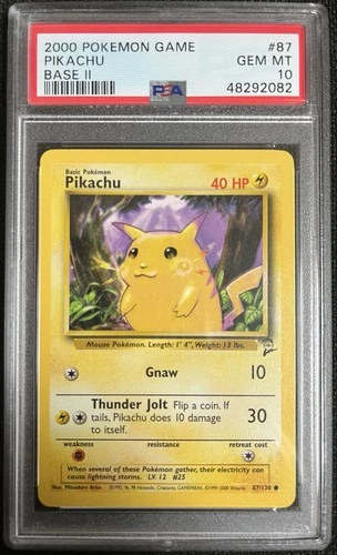 PSA 10 Pikachu 2000 Pokémon Base Set 2 #87/130 GEM MINT WOTC Vintage Rare