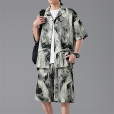 Mens Tracksuit 2-Piece Set Short Sleeve T Shirt Shorts Sweatsuit Outfit Set