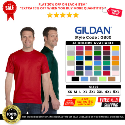 #ad Gildan G800 Mens 50 50 USA Cotton Polyester T Shirt Short Sleeves Plain T Shirt $10.17