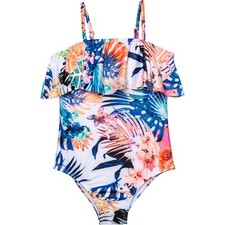 Raisins Girl's 12 1 Pc La Playa One Piece Swimsuit Tropical Floral Hawaii