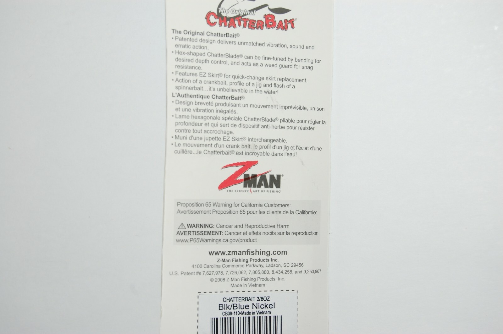 3 lures zman original bass chatterbait 3/8oz black blue nickel bladed jig - Image 4