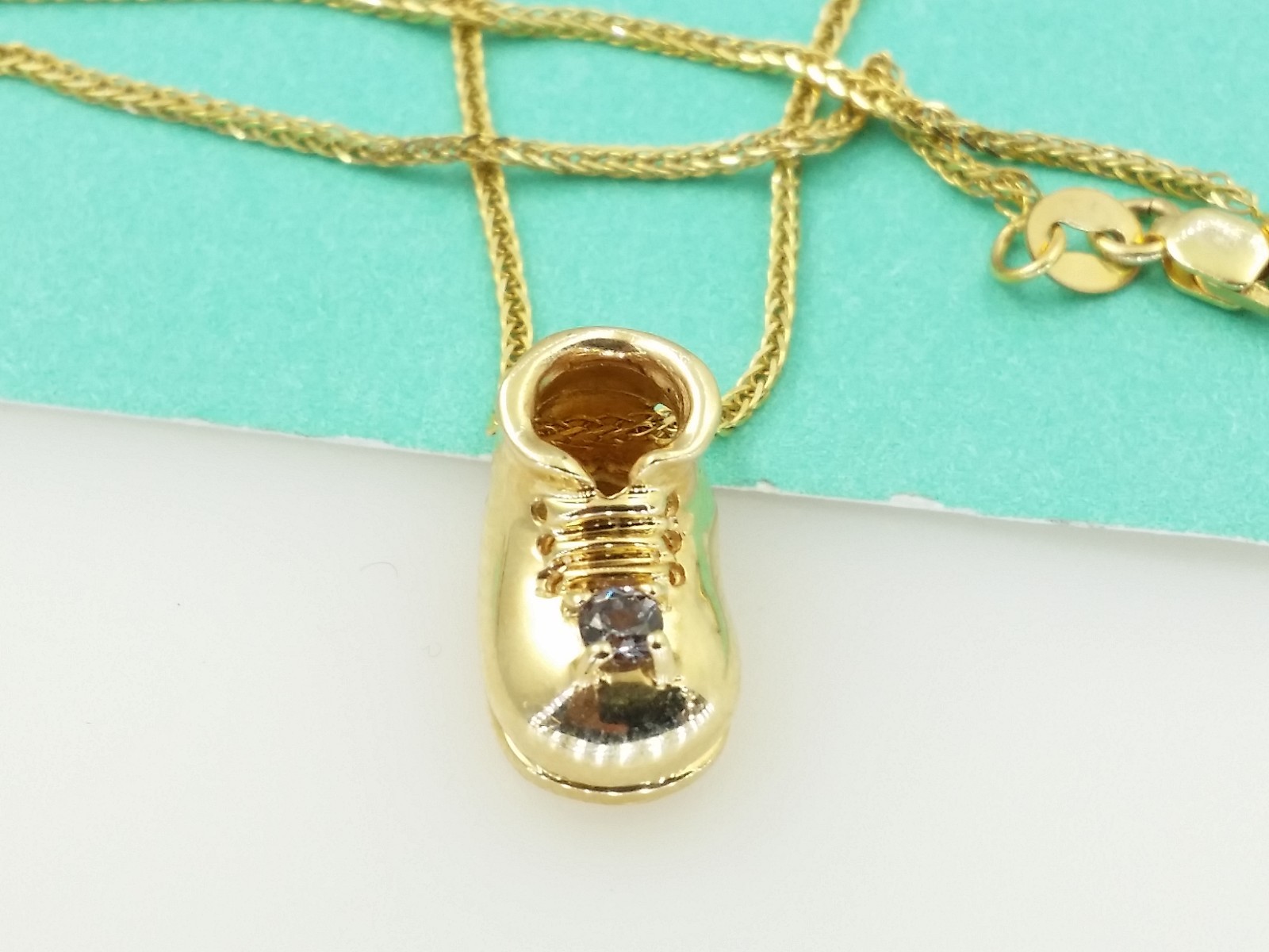 10 Karat Yellow Gold Baby Shoe w/ Alexandrite Charm Pendant 14k gold