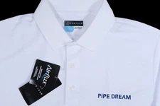 NWT PGA TOUR AIRFLUX PIPE DREAM LOGO MEDIUM PERFORMANCE BRIGHT WHITE POLO SHIRT