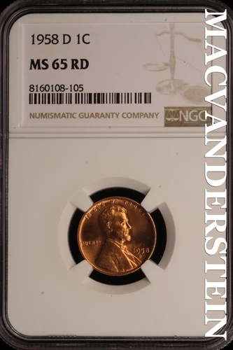 1958-D Lincoln Wheat Cent - NGC MS 65 RD - Brilliant Uncirculated  #SLE20