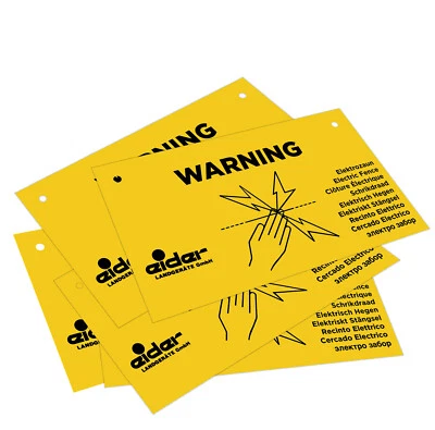 Angebot: 5x Warnschild WARNING Elektrozaun zum Einhängen Vorsicht Achtung Schild