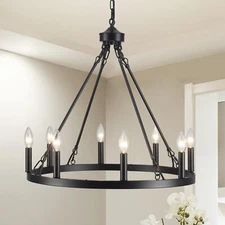 Xurihuihuang Black Wagon Wheel Chandelier Farmhouse Light Fixture for Dining