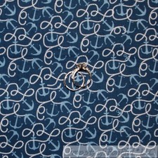 BonEful Fabric FQ Cotton Quilt Navy Blue White Ocean Sail Boat Anchor Rope Print