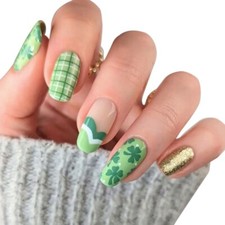 Patrick s Day Green Shamrock Glitters Press On for Party Celebration