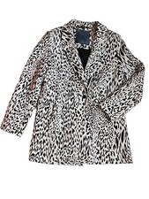 Forever New Women's Blazer Jacket Black White Leopard Mob Wife Size 14 Tailored