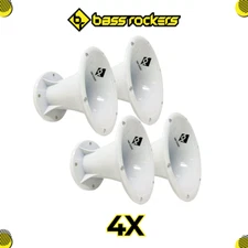 4PC 2” Throat 5.65” Exit Horn Wave Guide UV Resistant Silver Bolt on Compression