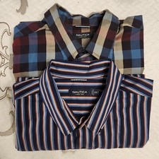 2 Nautica - MEN 2XLT - Checkered Striped - Blue/Red/White - 100 Cotton