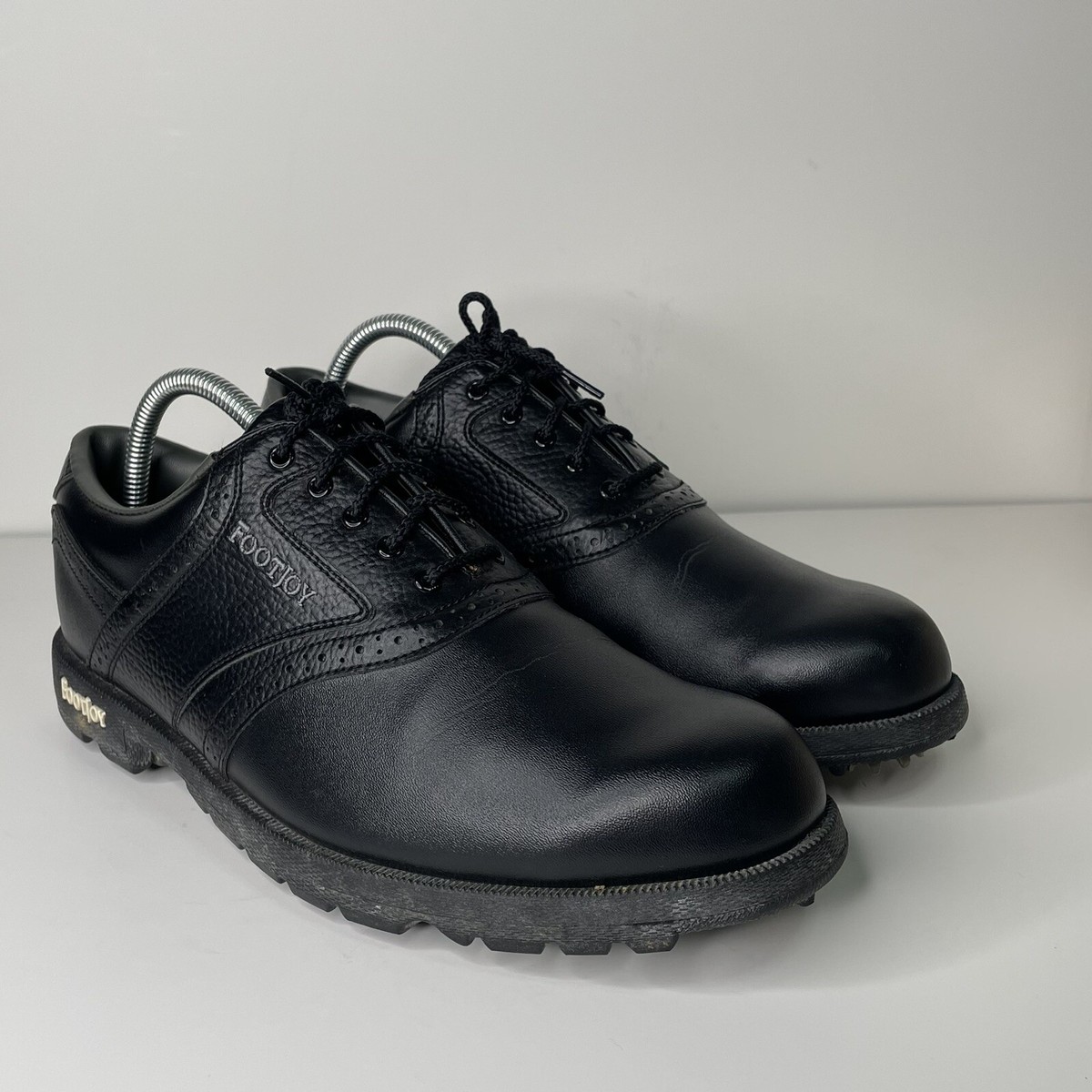 FootJoy GreenJoys Oxford Black Leather Golf Shoes 45534 Men's Size