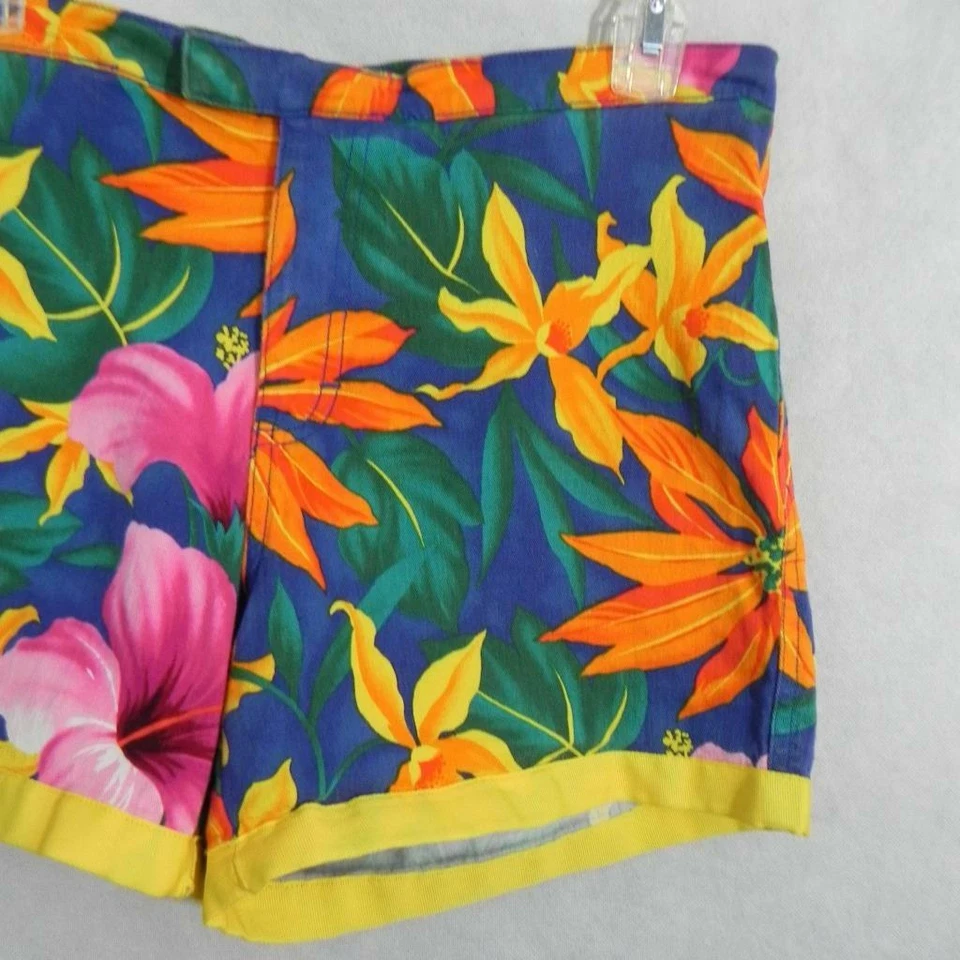 Pantalones Cortos Chinos Vintage TOMMY HILFIGER Mujer 6 Flores TROPICALES Algodón Elástico Foto 2 de 4