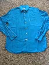 MEN'S VALENTINO JEANS BLUE LONG SLEEVE BUTTON DOWN SHIRT SIZE 42 US 16 1/2 