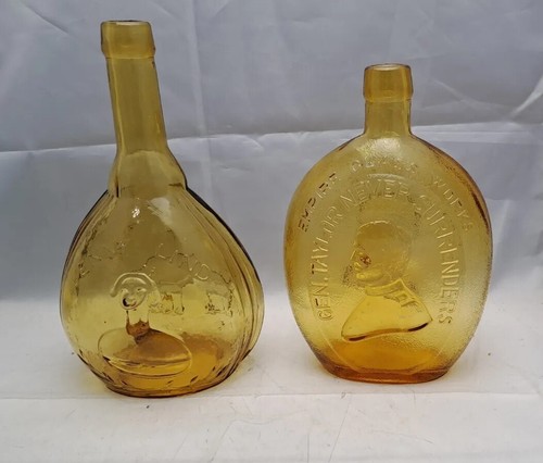 2 Glass Bottles Empire Glass Works George Washington etc