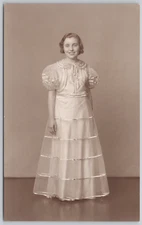 Woman in Dress Portrait US Real Photo Postcard RPPC