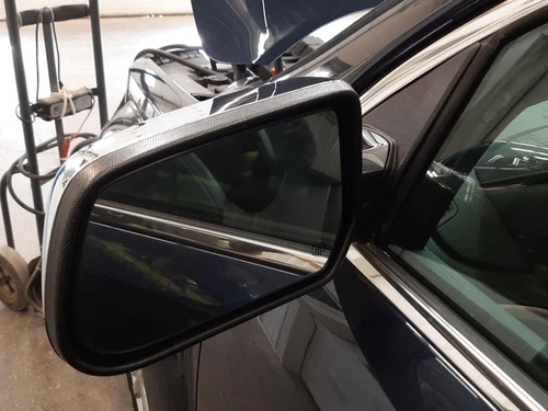 OEM Side View Door Mirror For Terrain Left Chrm Blk-Txt Pwr Heat Pitted